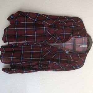 Lightweight burgundy plaid shirt